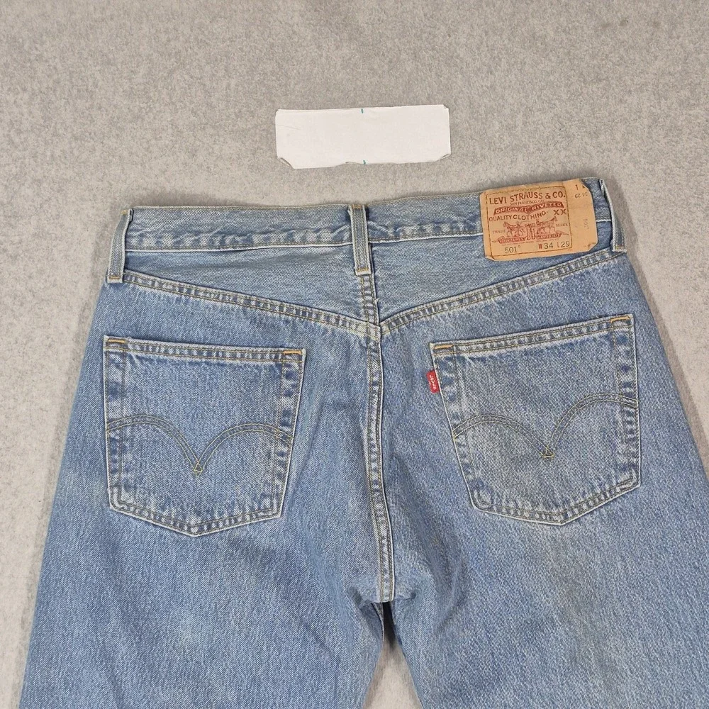 Levi's 501 Men Jeans 34X29 Blue Denim Y2K Original Fit Straight Leg 28